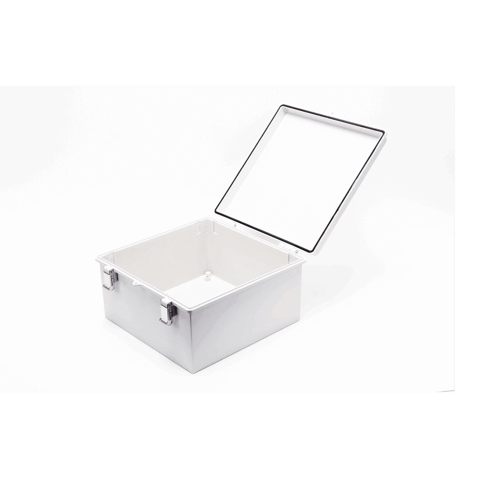 Gabinete de Plástico ABS, Uso en Intemperie ip66 (300 x 300 x 180 mm) Cierre por Broche Inoxidable y Permite Cerrado con Candado y Llave (Perno 5mm) No Incluido PST-3030-18E - PRECISION
