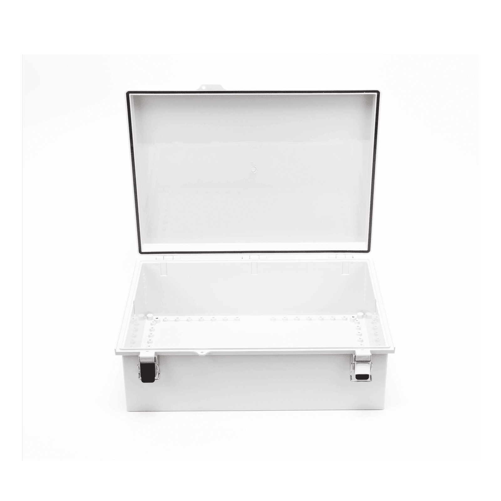 Gabinete de Plástico ABS, Uso en Intemperie IP66 (350 x 460 x 160 mm) Cierre por Broche Inoxidable y Permite Cerrado con Candado y Llave (Perno 5mm) No Incluido PST-3546-16E - PRECISION