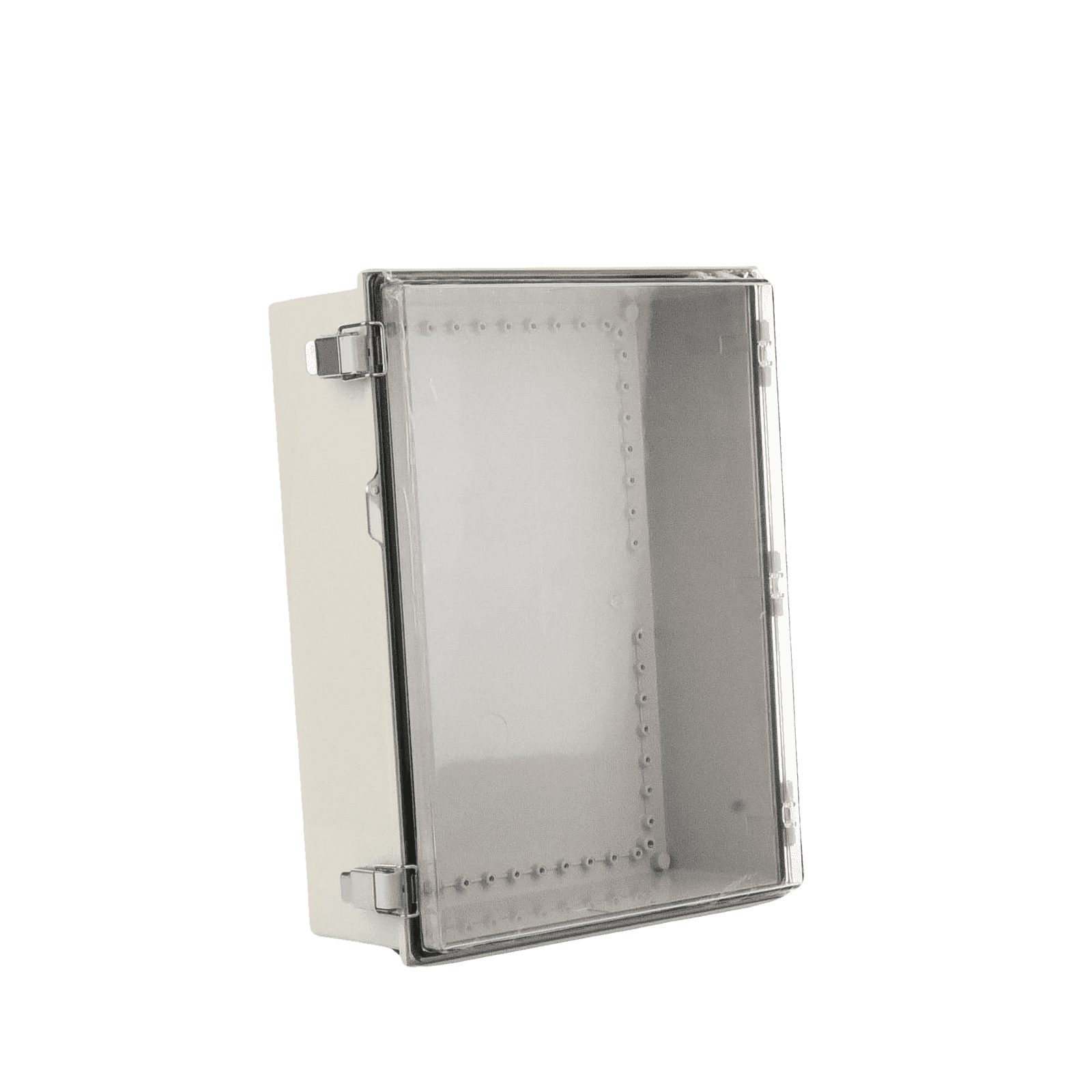 Gabinete Plástico ABS, Puerta Transparente, Uso en Intemperie (350 x 460 x 160 mm) Cierre por Broches Inoxidables y Permite Cerrado con Candado y Llave (Perno 5mm) No Incluido PST-3546-16ET - PRECISION