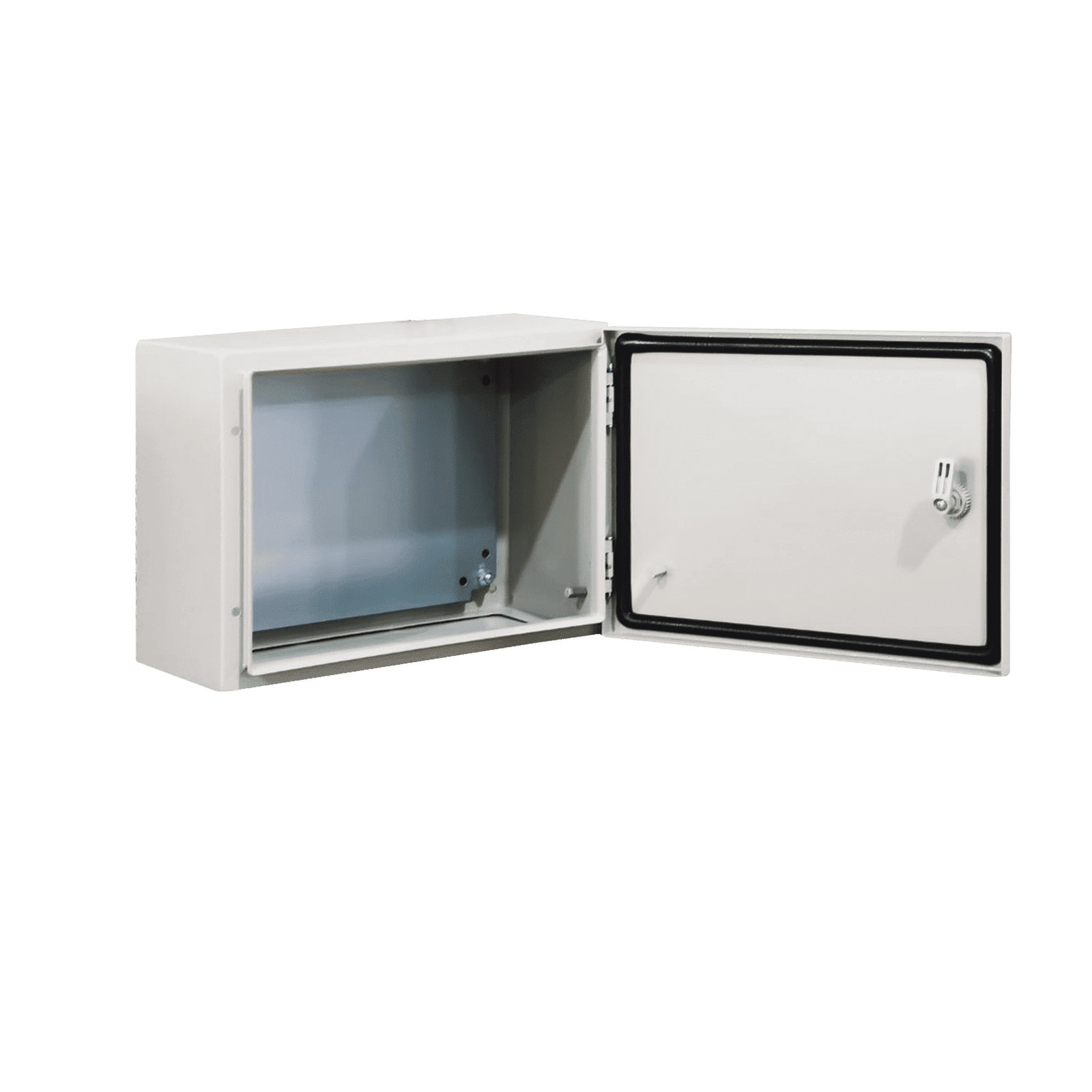 Gabinete de Acero IP66 Uso en Intemperie (500 x 300 x 300 mm) con Placa Trasera Interior Metálica y Compuerta Inferior Atornillable (Incluye Chapa y Llave T). Ideal para Centros de Carga y Tableros de Control PST-5030-30A - PRECISION