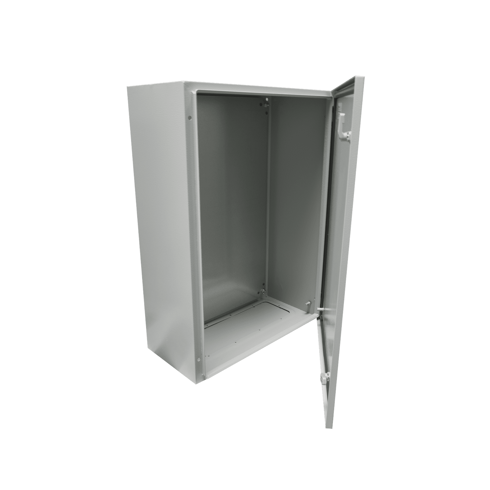 Gabinete de Acero IP66 Uso en Intemperie (500 x 700 x 250 mm) con Placa Trasera Interior Metálica y Compuerta Inferior Atornillable (Incluye Chapa y Llave T). PST-5070-25A - PRECISION
