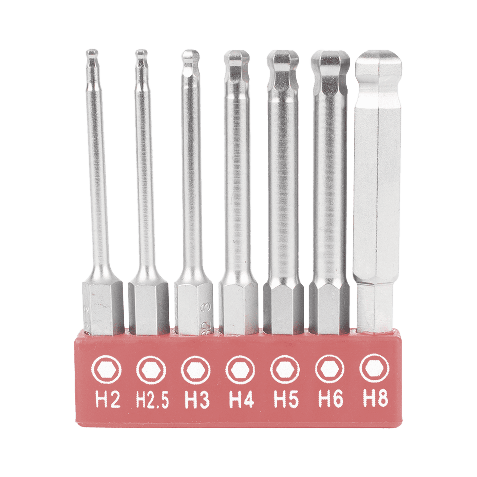 Juego de 7 Puntas Hexagonales / Allen, Milimétricas con Cabeza Redonda para Destornillador de entrada Hexagonal de 1/4″ PST-C01-004 - PRECISION