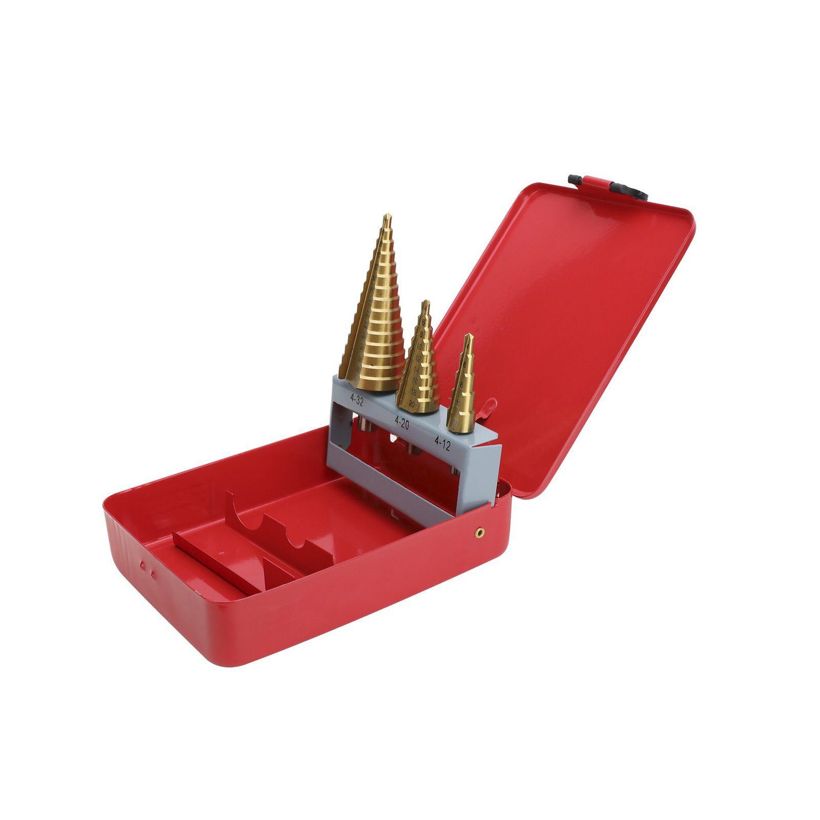 Juego de 3 Brocas Escalonadas HSS 4-12, 4-20, 4-32 mm (Para Plástico o Metal). PST-C020-02 - PRECISION