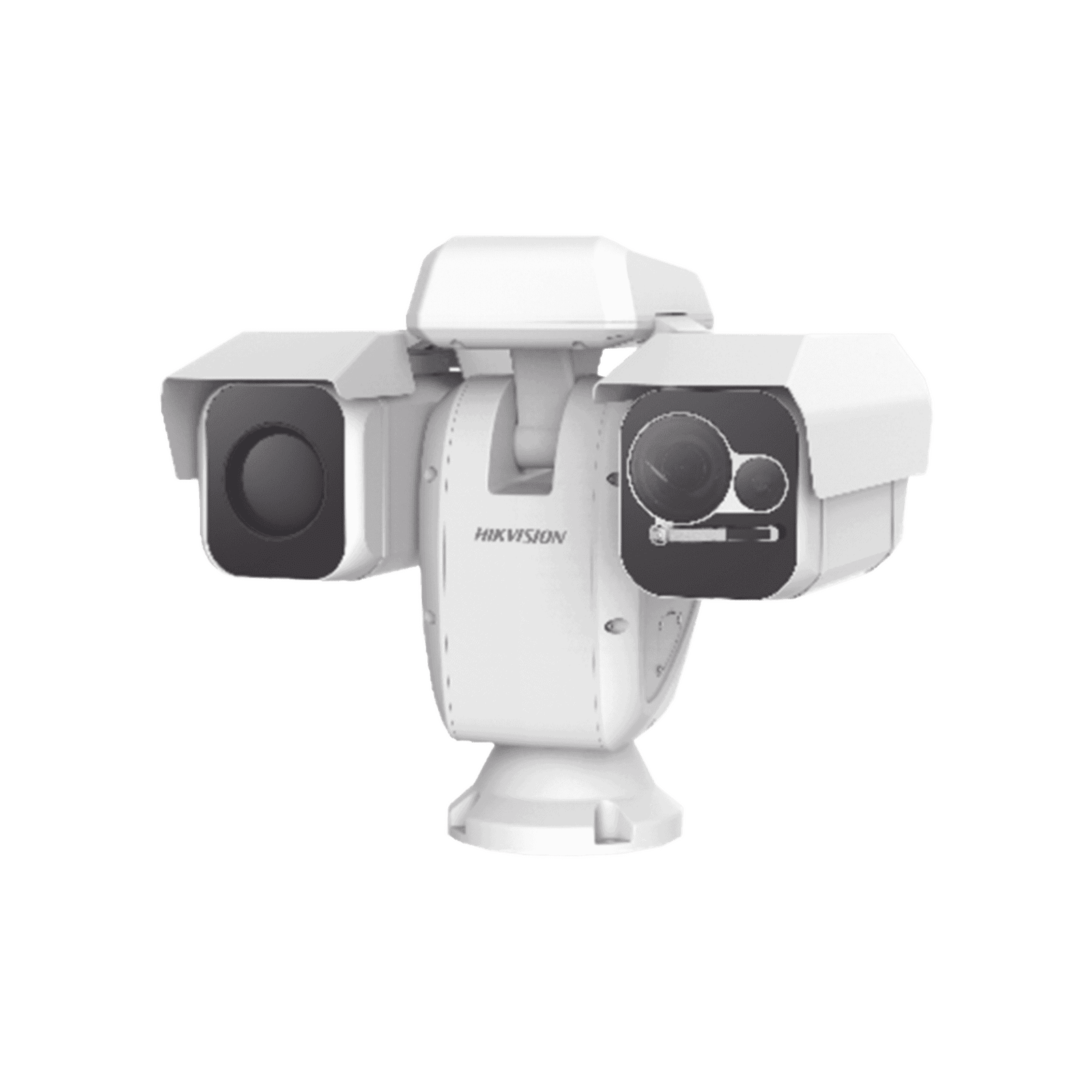 PTZ Punta de Poste IP Dual / Lente Térmico 100 mm (640 X 512) / Lente Óptico 56X Zoom (4 MP) / 800 mts IR Laser / 24 VCA / IP66 / Recubrimiento Anticorrosivo DS-2TD6267-100C4L/WY - HIKVISION