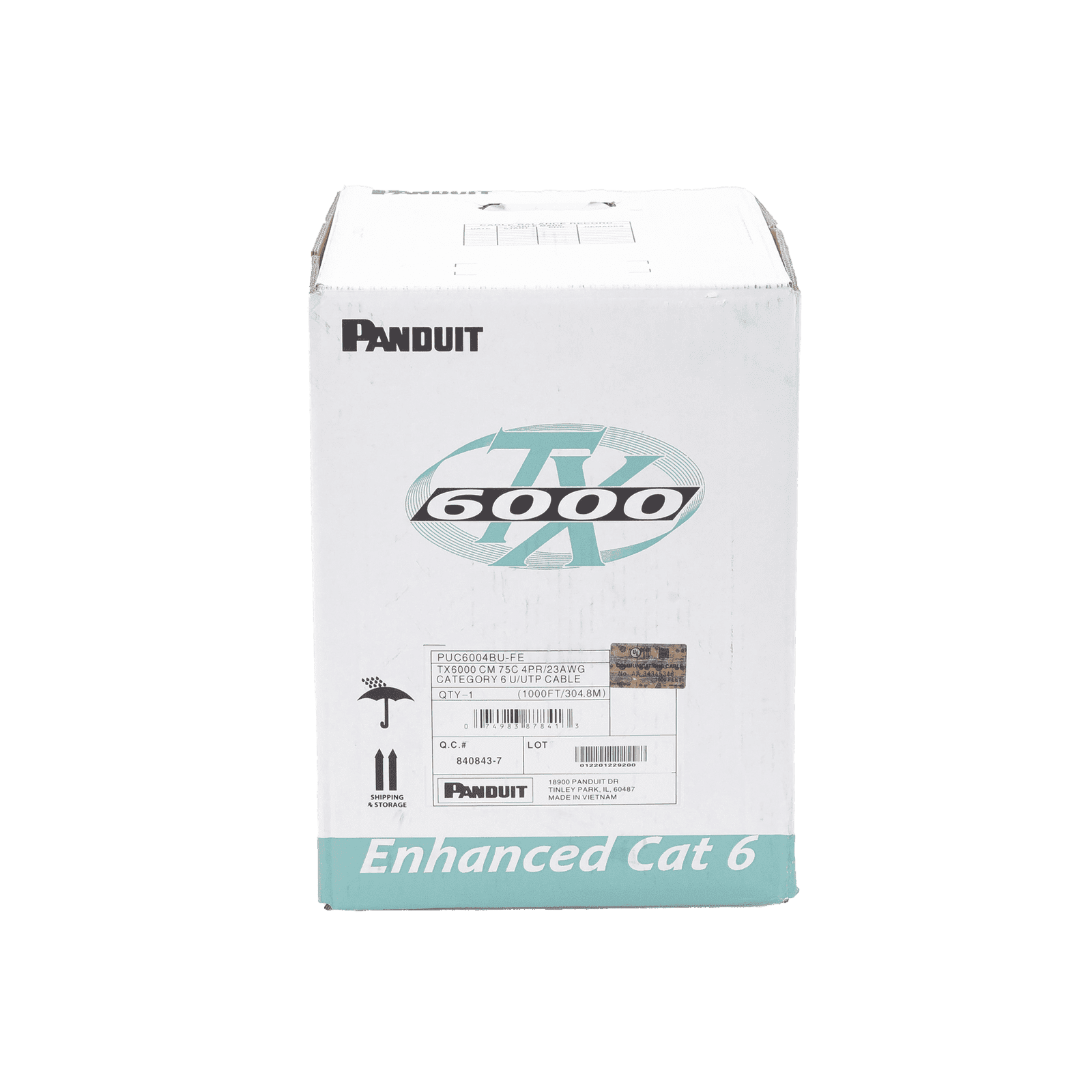 Bobina de Cable UTP 305 m. de Cobre, TX6000™ PanNet, Reelex, Azul, Categoría 6 Mejorado (23 AWG), PVC (CM), de 4 pares PUC6004BU-FE - PANDUIT