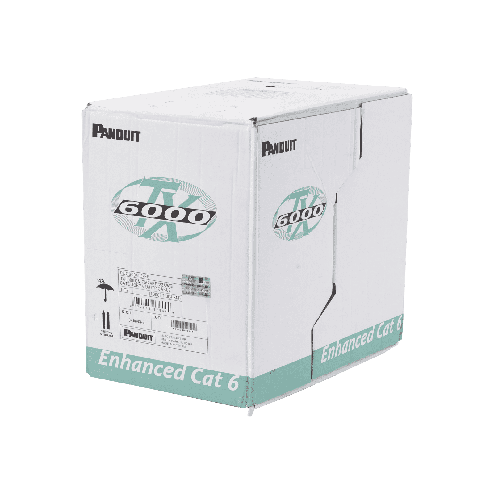 Bobina de Cable UTP 305 m. de Cobre, TX6000™ PanNet, Reelex, Gris Internacional, Categoría 6 Mejorado (23 AWG), PVC (CM), de 4 pares PUC6004IG-FE - PANDUIT