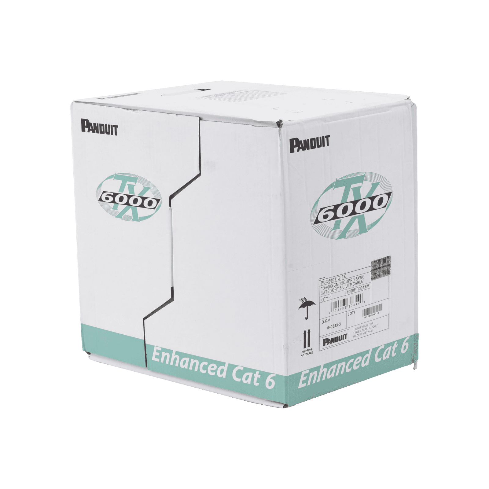 Bobina de Cable UTP 305 m. de Cobre, TX6000™ PanNet, Reelex, Gris Internacional, Categoría 6 Mejorado (23 AWG), PVC (CM), de 4 pares PUC6004IG-FE - PANDUIT