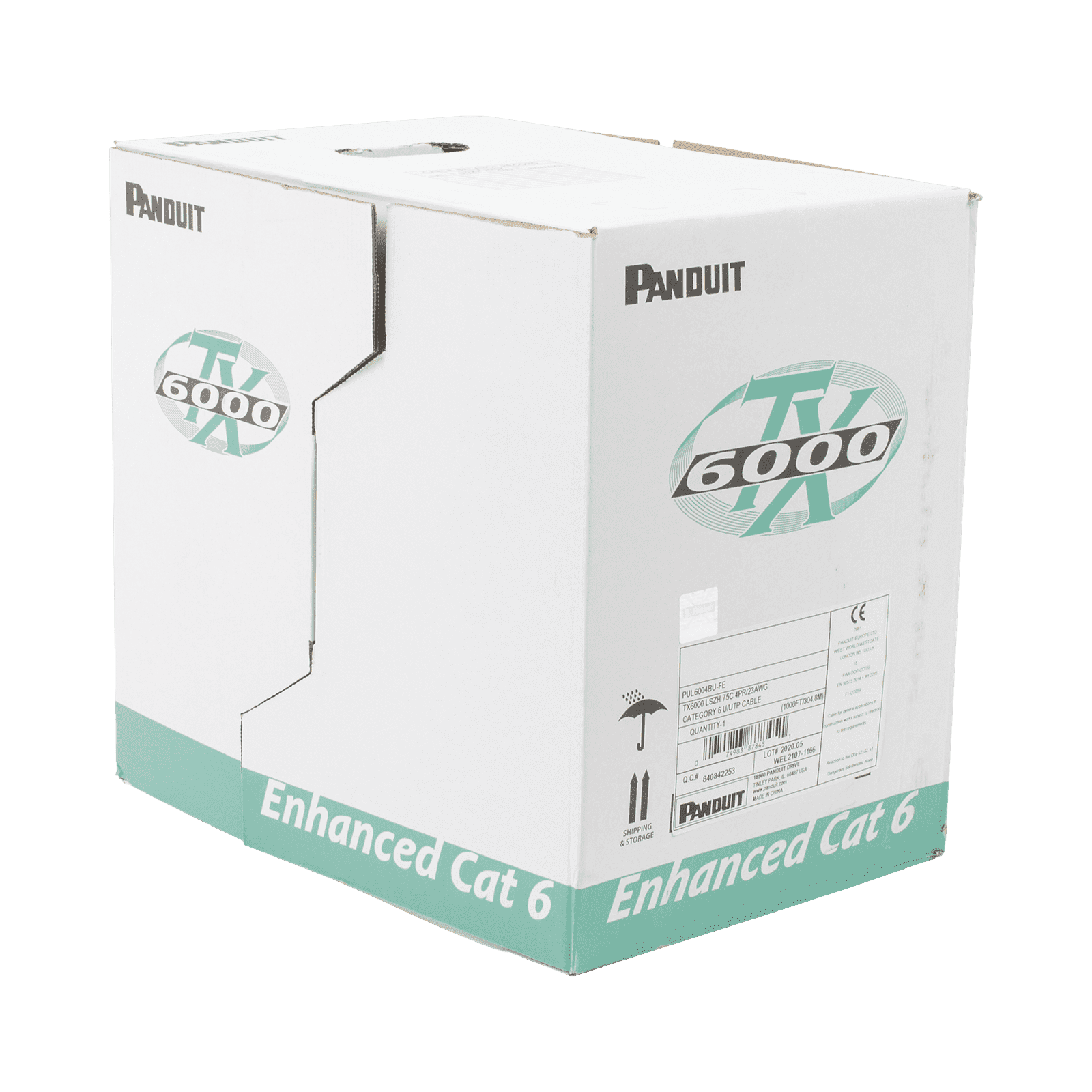 Bobina de Cable UTP 305 m. de Cobre, TX6000™ PanNet, Reelex, Azul, Categoría 6 Mejorado (23 AWG), LSZH (Bajo Humo, Cero Halógenos), de 4 pares PUL6004BU-FE - PANDUIT