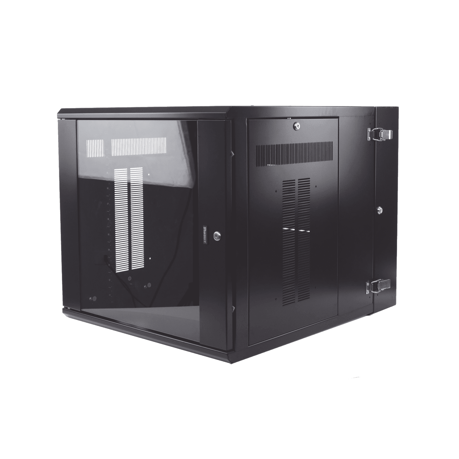Gabinete PanZone de Montaje en Pared, de 19in, Puerta con Ventana de Seguridad, 12 UR, 762mm de Profundidad, Color Negro PZWMC1230W - PANDUIT