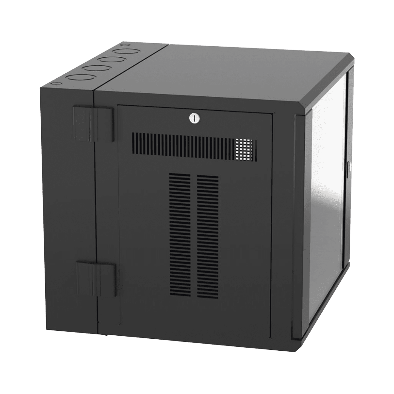Gabinete PanZone de Montaje en Pared, de 19in, Puerta con Ventana de Seguridad, 12 UR, 635mm de Profundidad, Color Negro PZWMC12W - PANDUIT