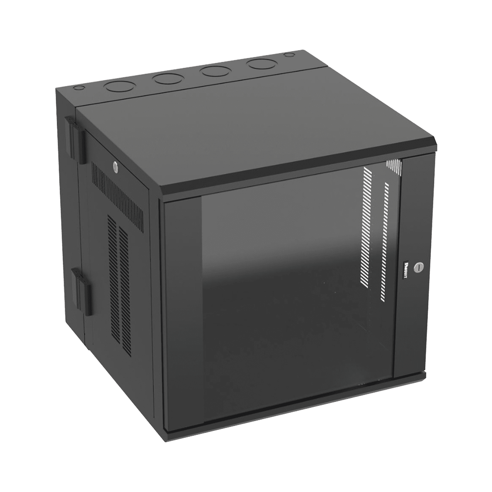 Gabinete PanZone de Montaje en Pared, de 19in, Puerta con Ventana de Seguridad, 12 UR, 635mm de Profundidad, Color Negro PZWMC12W - PANDUIT