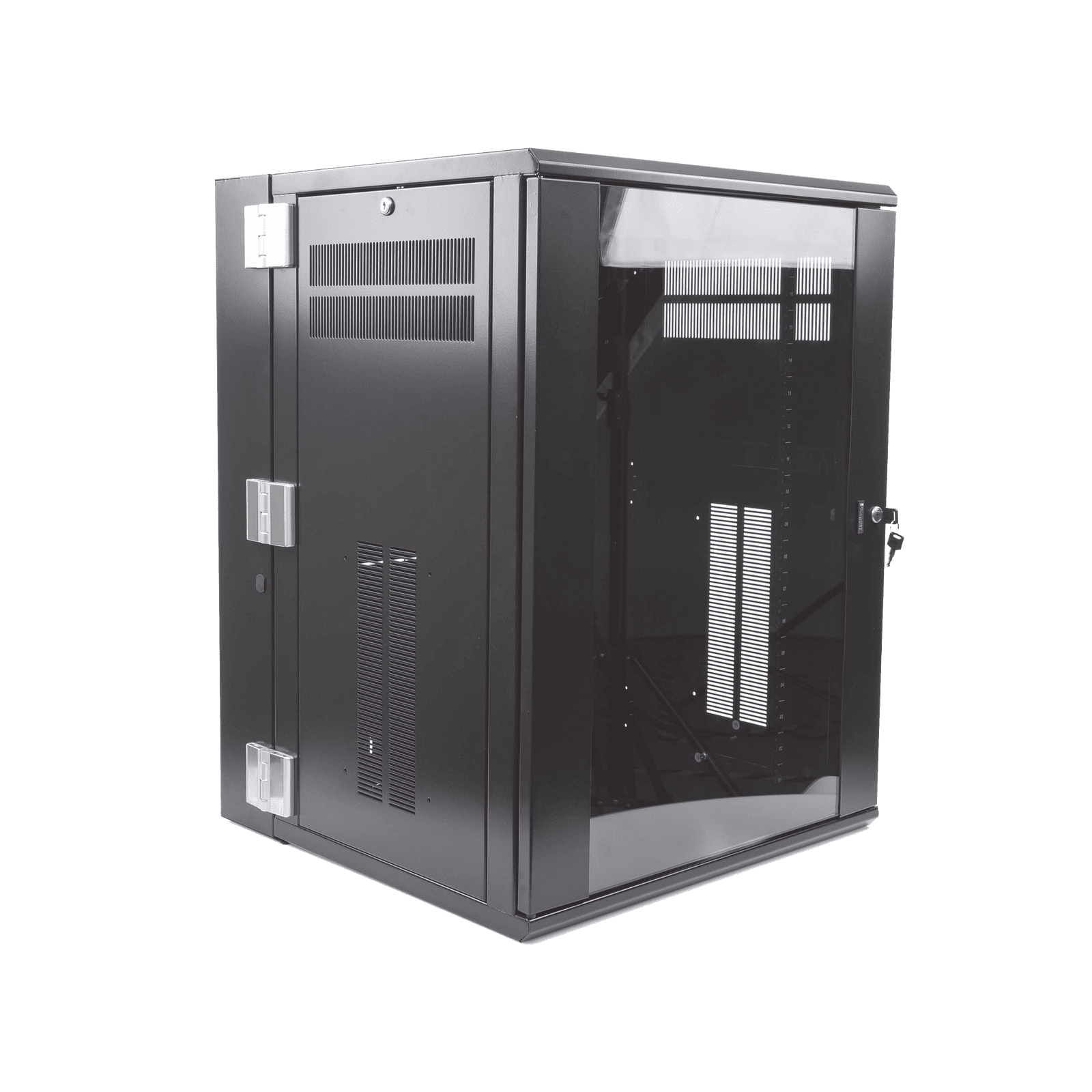 Gabinete PanZone de Montaje en Pared, de 19in, Puerta con Ventana de Seguridad, 18 UR, 635mm de Profundidad, Color Negro PZWMC18W - PANDUIT