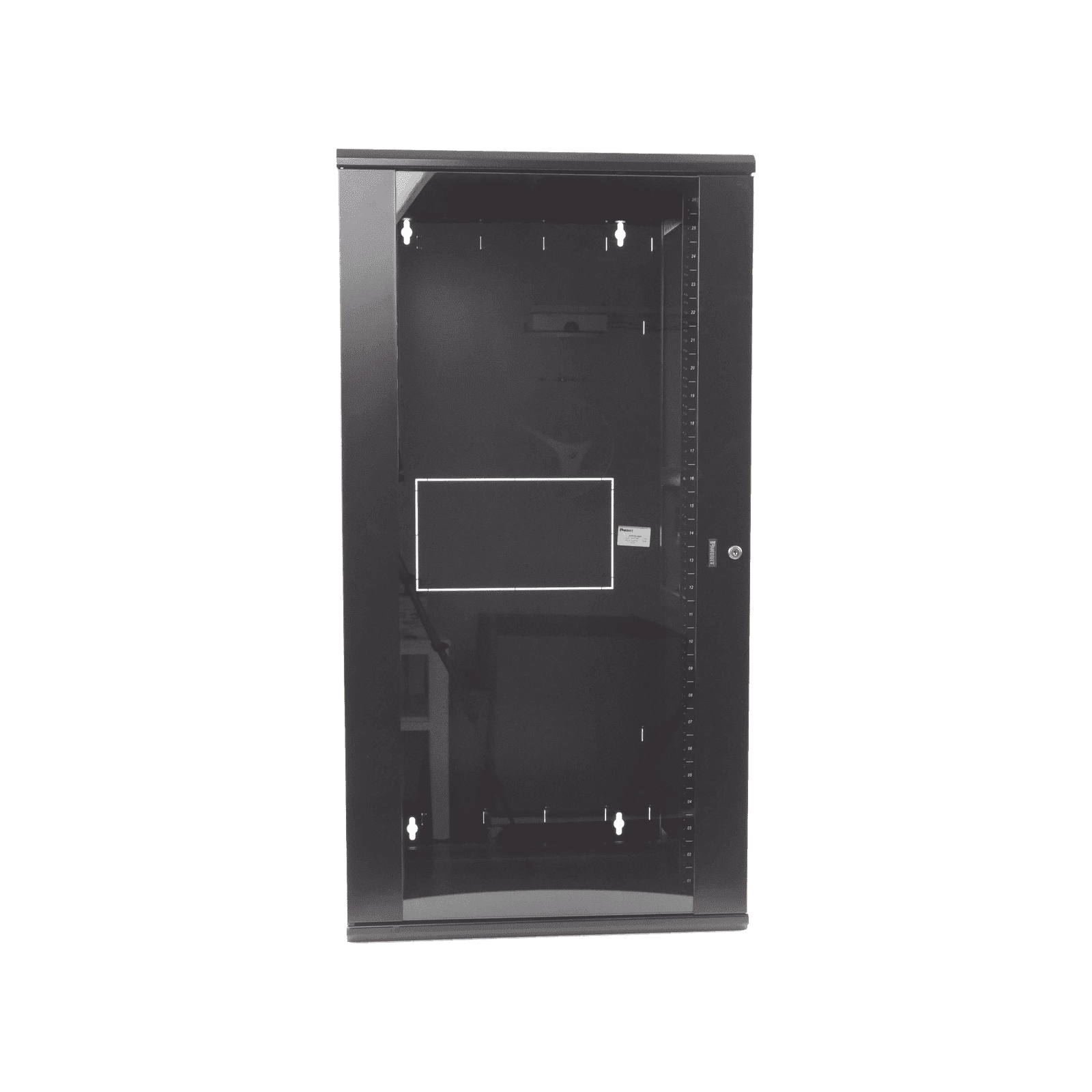 Gabinete PanZone de Montaje en Pared, de 19in, Puerta con Ventana de Seguridad, 26 UR, 635mm de Profundidad, Color Negro PZWMC26W - PANDUIT
