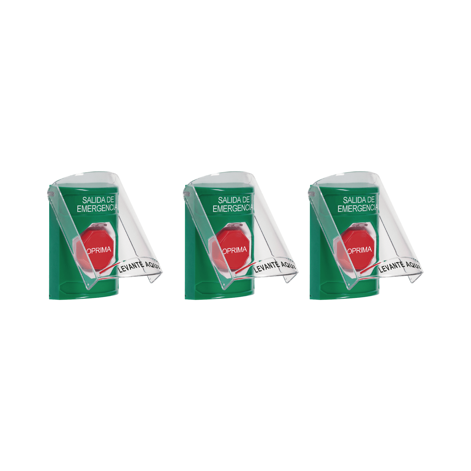 Paquete de 3 Botones con 3 Diferentes Métodos de Activación y 3 Mensajes Diferentes, Color Verde CP-SS13-ES - STI