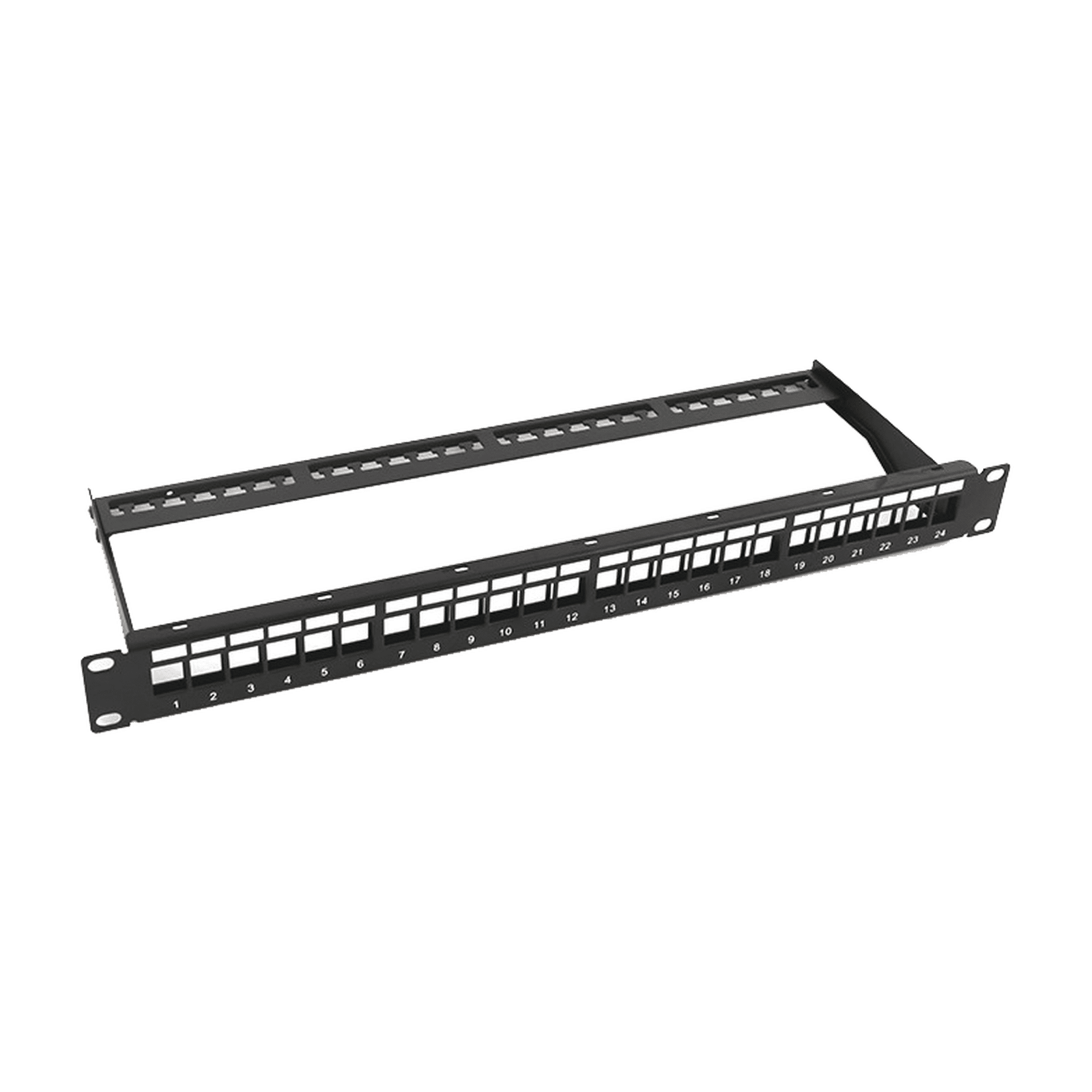 Patch panel modular sin blindaje de 24 puertos, 1U, con barra para organizar cable LP-PP-23-UTP-BK-24P - LINKEDPRO BY EPCOM