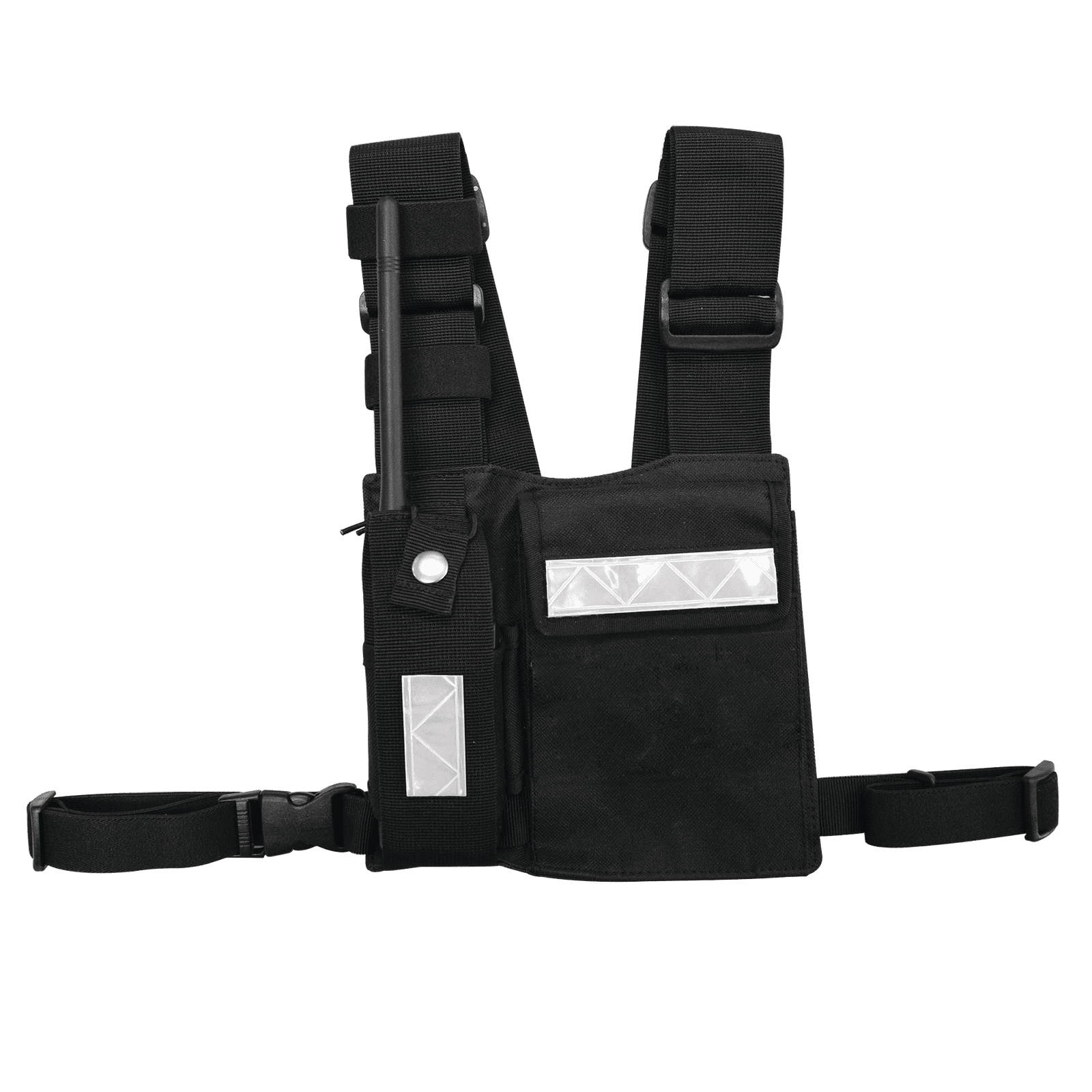 Pechera Universal Sin Logo con Soporte para Radio y Bolígrafo más Bolsa con Cinta Adherente para su Seguridad. CPP-SLG - SYSCOM