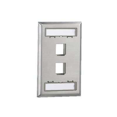 Placa de Pared Vertical, Salida Para 2 Puertos Keystone, Con Espacios Para Etiquetas, de Acero Inoxidable NKF2S - PANDUIT