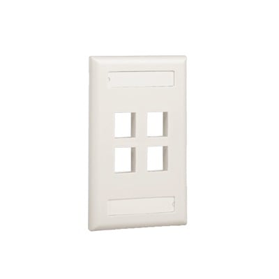 Placa de Pared Vertical, Salida Para 4 Puertos Keystone, Con Espacios Para Etiquetas, Color Banco Mate NK4FIWY - PANDUIT