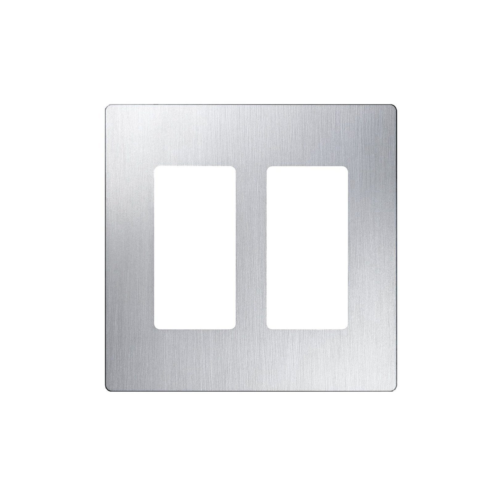 Placa de pared 2 espacios, diseño tipo metálico, para atenuador (dimmer), apagador ó control remoto inalámbrico LUTRON. CW2SS - LUTRON ELECTRONICS