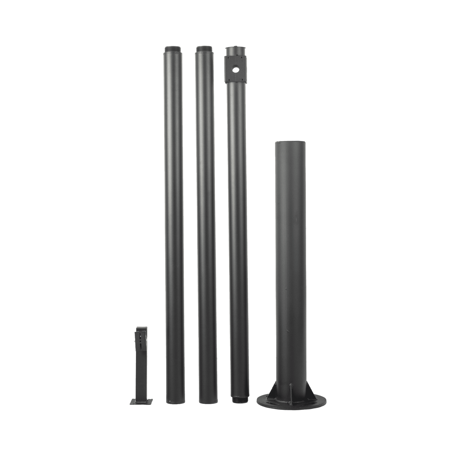 Poste Seccionado de 6 Metros / Especializado para la Instalación de Videovigilancia / Incluye Base de Cimentación y Brazo para Cámara PTZ / Color Negro XGAPOLE6M/A - SYSCOM VIDEO