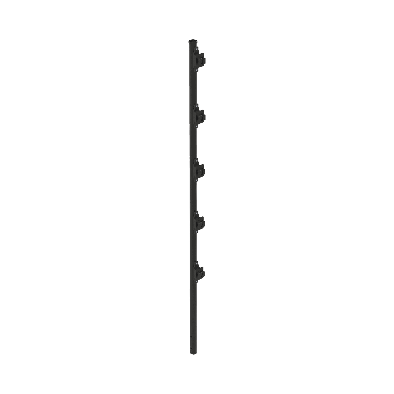 Poste con 5 Aisladores de PASO  para Cerca Electrificada. Tubo Galvanizado de 1.2m, cal. 18 de 1″ Diam. + Pintura Negra Aplicación en Polvo. SYS-POST-3B - EPCOM INDUSTRIAL