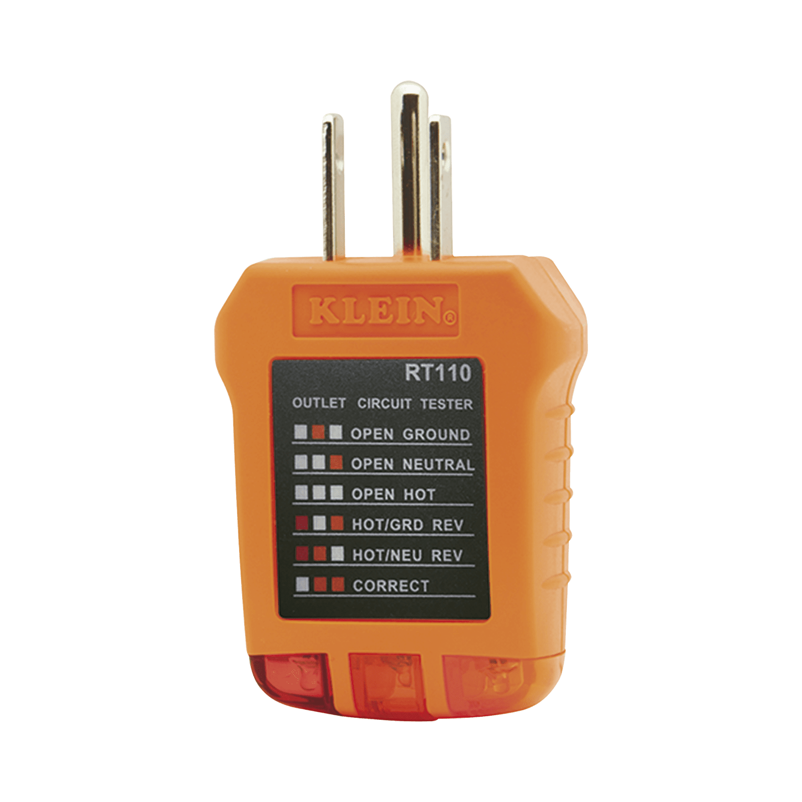 Probador de Tomacorrientes Estándar, con Secuencia de Luces para Indicar un Cableado Correcto/Incorrecto. RT-110 - KLEIN TOOLS
