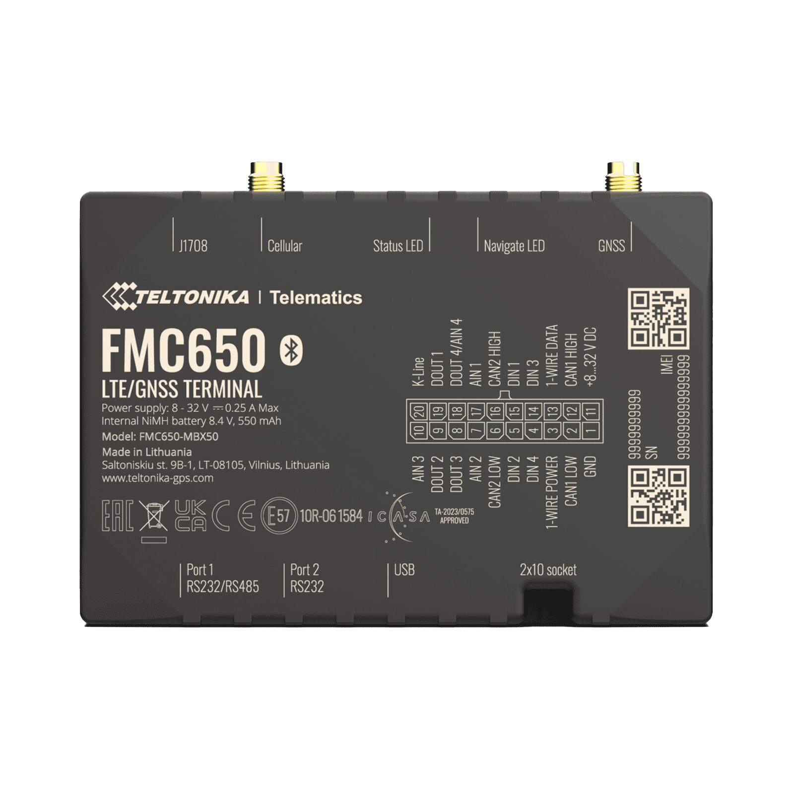 Profesional Rastreador Vehicular (GPS) 4G LTE Cat 1 Con Lectura Can / Bluetooth y Múltiples Entradas y Salidas Digitales FMC650 - TELTONIKA