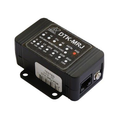 Protector Contra Sobretensiones PoE/HiPoE Hasta 10 GbE, Para Cámaras IP PoE, WAP, Control de Acceso, Iluminación PoE DTK-MRJPOE - DITEK