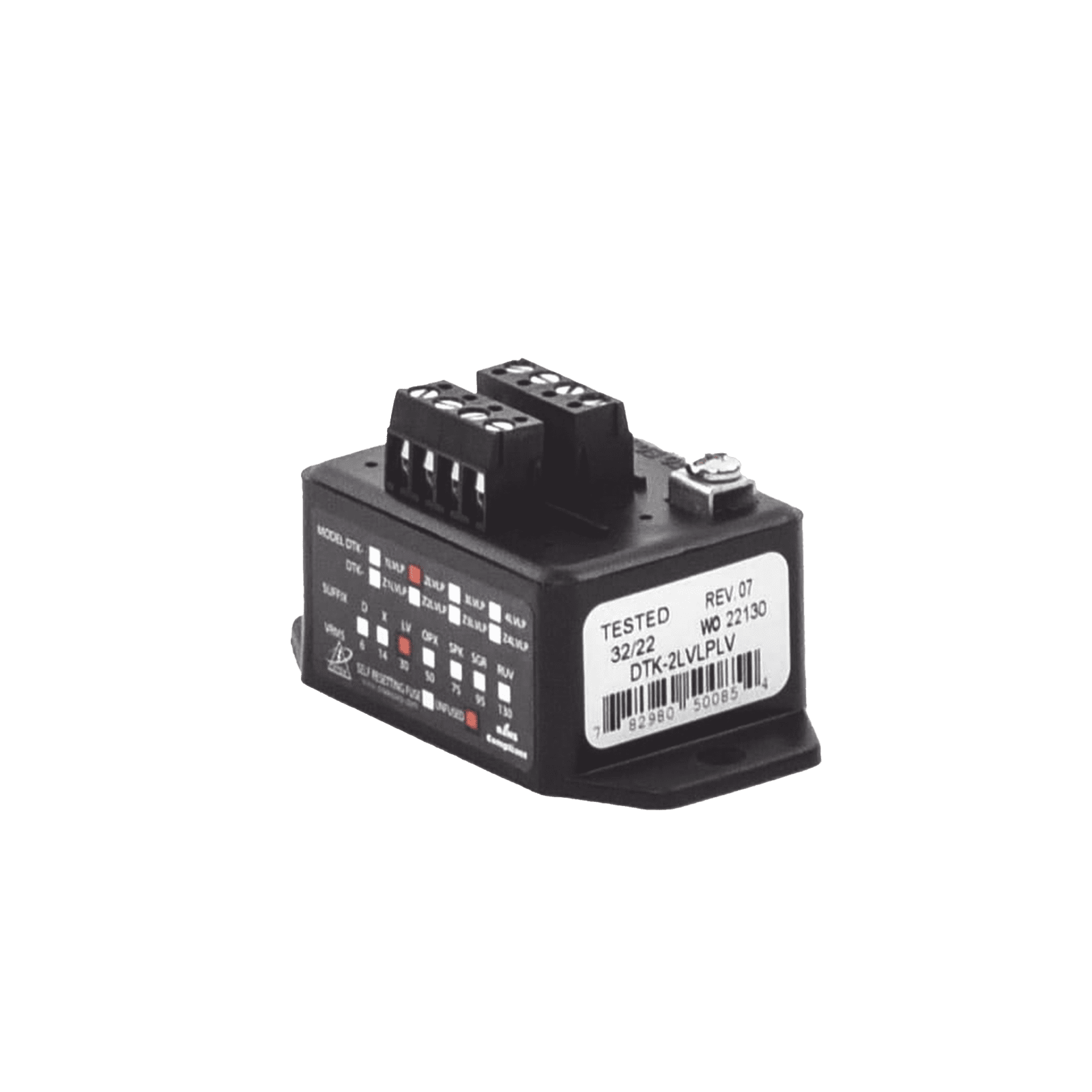 Protector contra Sobretensiones del Circuito de Datos y Señalización / Lazos NAC, SLC, IDC, PIV, Paneles de Incendio, Alarma, Altavoces y Teléfonos DTK-2LVLPLV - DITEK