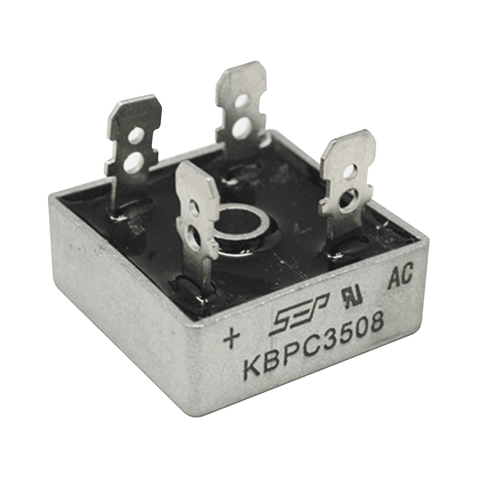 Puente de Diodos Rectificador, 35A, 800 PIV, 29 x 29 mm. KBPC-3508 - SYSCOM PARTS