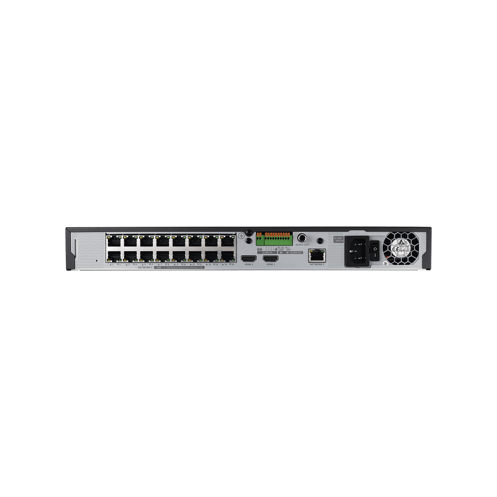 NVR 8 Megapíxel / 16 canales / H.265 / P2P Wisenet / 16 puertos PoE / 128Mbps QRN-1630S - Hanwha Techwin Wisenet