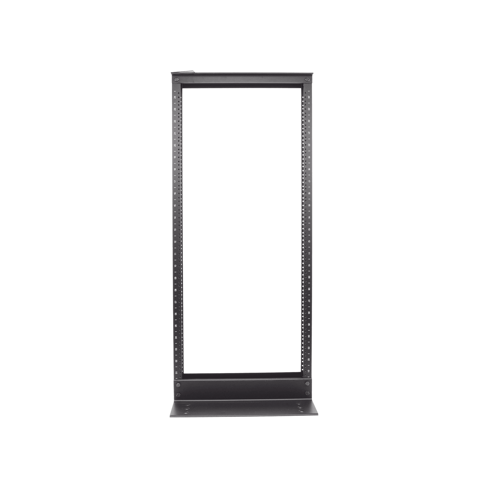 Rack de Dos Postes Estándar de 19 in, Rieles Numerados y Roscados #12-24, Fabricado en Aluminio, 24 Unidades de Rack, Color Negro R2P48 - PANDUIT