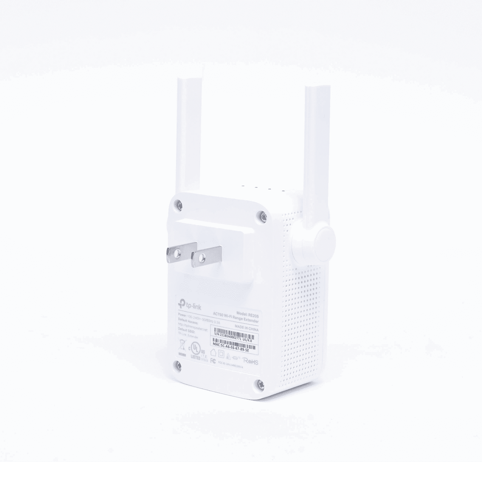 Repetidor / Extensor de Cobertura WiFi AC, 750 Mbps, doble banda 2.4 GHz y 5 GHz, con 1 puerto 10/100 Mbps con 2 antenas externas RE205 - TP-LINK