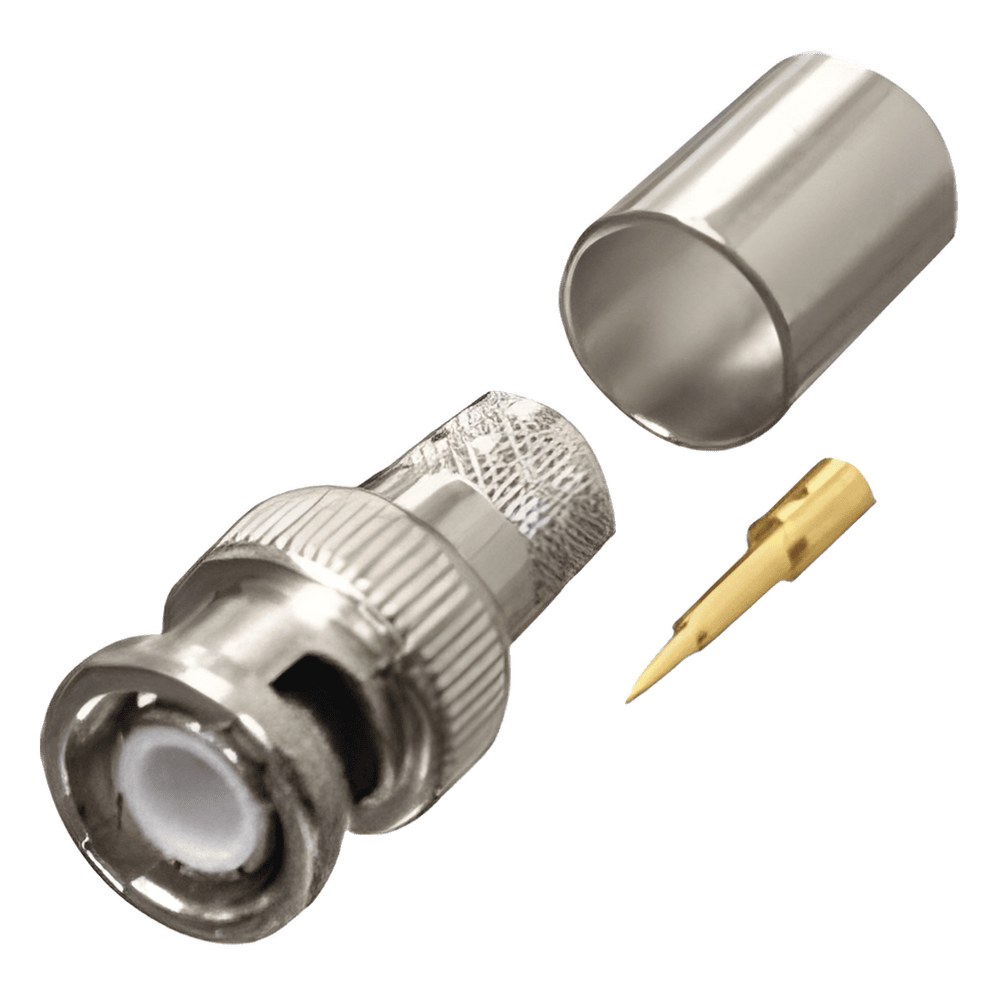 Conector BNC Macho de Anillo Plegable para RG-8/U, LMR-400, 9913, CNT-400, Níquel/ Oro/ Teflón. RFB-1106-I