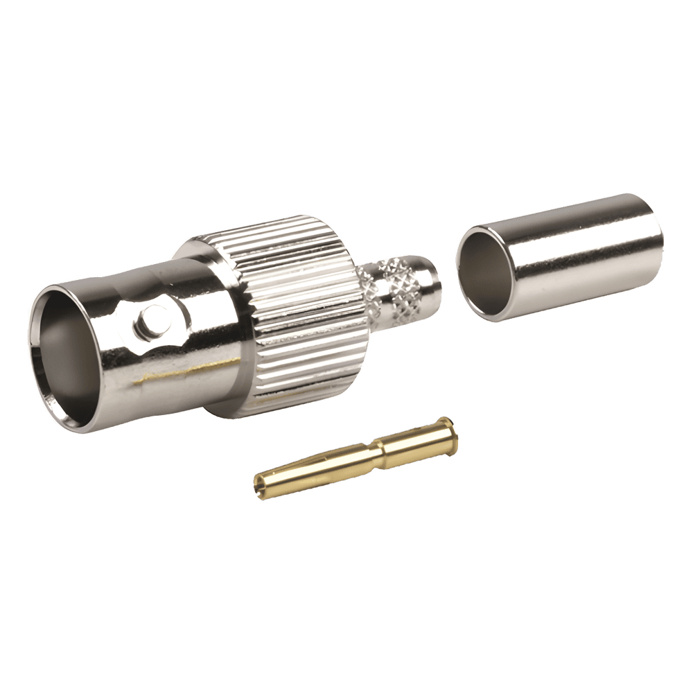 Conector BNC Hembra de Anillo para Cables RG-8/X, LMR-240, 9258, Níquel/ Oro/ Delrin. RFB-1124-1X