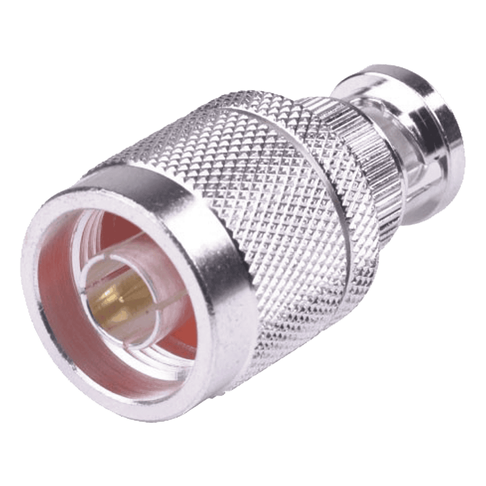 Adaptador en Línea, de Conector N Macho a BNC Macho, Plata/ Oro/ Teflón. RFN-1040-1