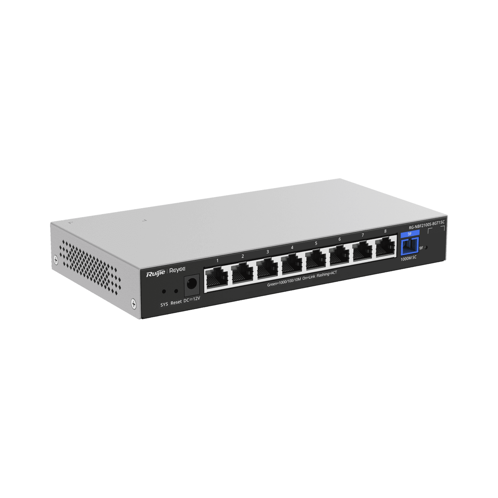e-Lighten ONU / Switch Hibrido, Capa 2 con un Puerto PON 1G y 8 Puertos Ethernet 1G hasta 100 Clientes RG-NBF2100S-8GT1SC - RUIJIE