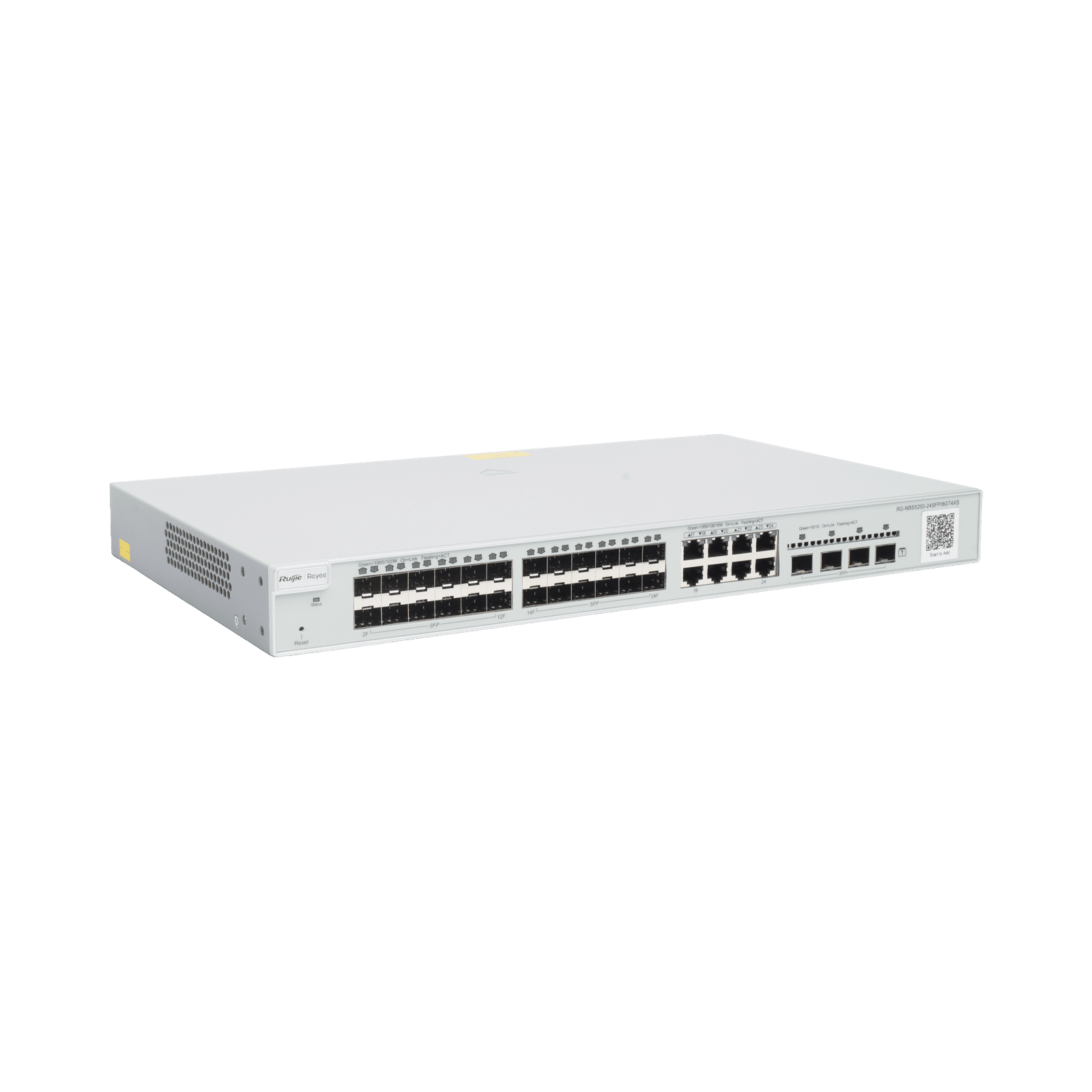 Switch administrable Capa 3, 24 puertos SFP 1G, 8 puertos Ethernet 1G Combo y 4 SFP+ 10G, gestión remota en la nube RG-NBS5200-24SFP/8GT4XS - RUIJIE