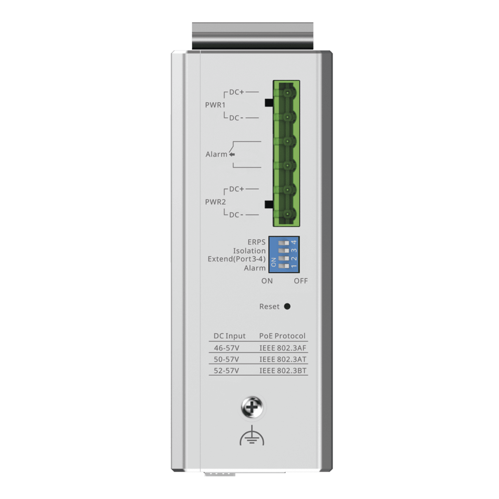 Switch Industrial PoE hasta , Ideal para temperaturas Extremas y protección contra descargas, 1 x PoE++ Port, 3 x PoE+ Ports, and 2 x SFP Uplink Ports RG-NIS2100-4GT2SFP-HP - RUIJIE