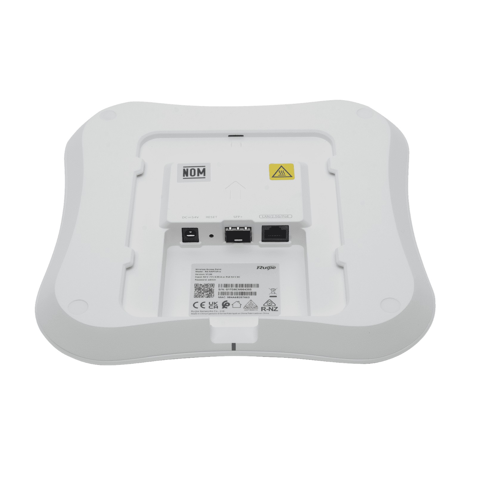 Punto de Acceso Mesh Wi-Fi 7 para Alta Densidad, Tri-banda hasta 600 Usuarios, ancho de banda de hasta 13 Gbps , interior con puerto 2.5Gb y SFP+ 10G, 802.11 BE14000 MU-MIMO 8×8 RG-RAP73PRO - RUIJIE