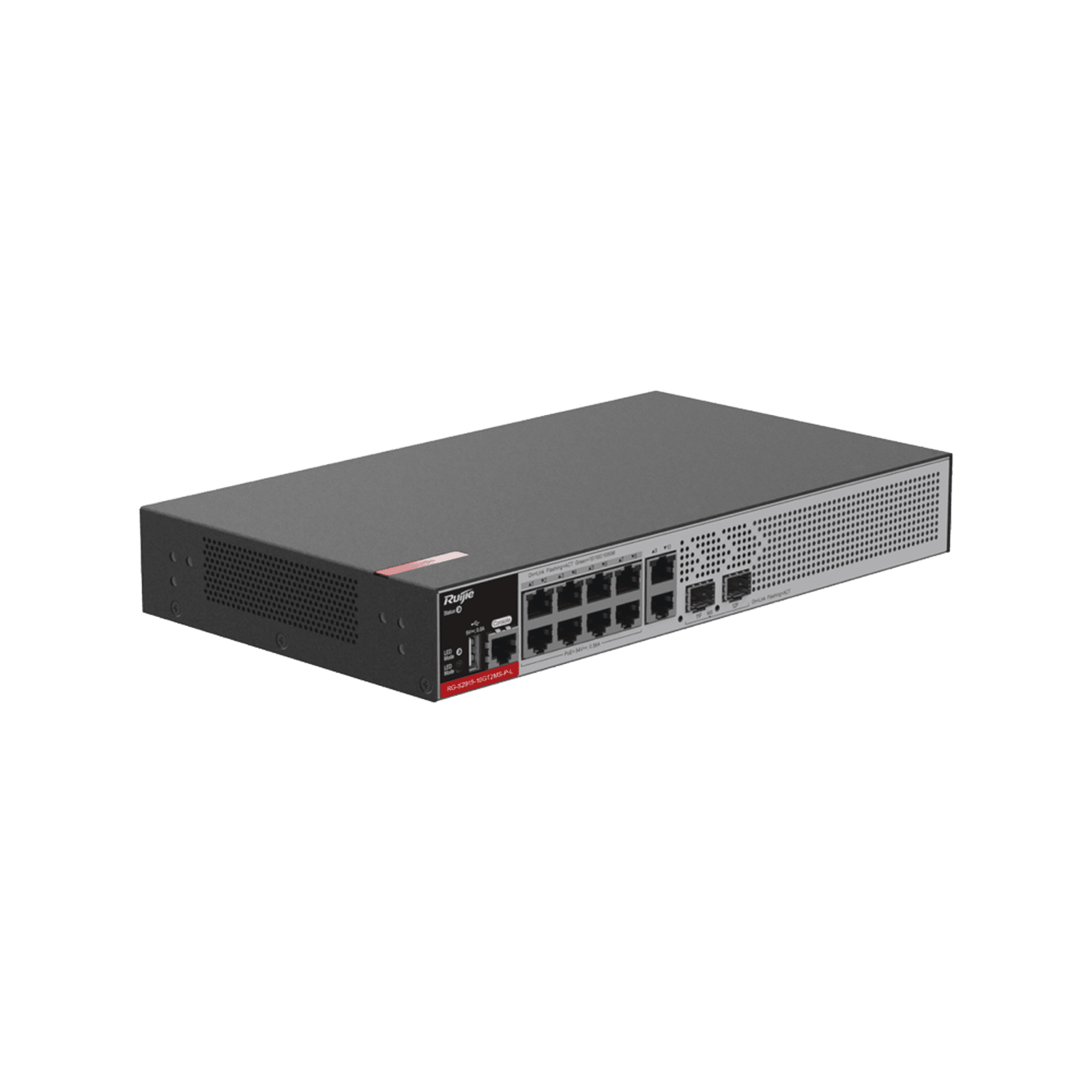 Switch PoE+ Empresarial 125 Watts, Administrable L2+, 8 Puertos PoE Gigabit , 2 Puertos Uplink Gigabit y 2 Puertos Uplink SFP 2.5G RG-S2915-10GT2MS-P-L - RUIJIE