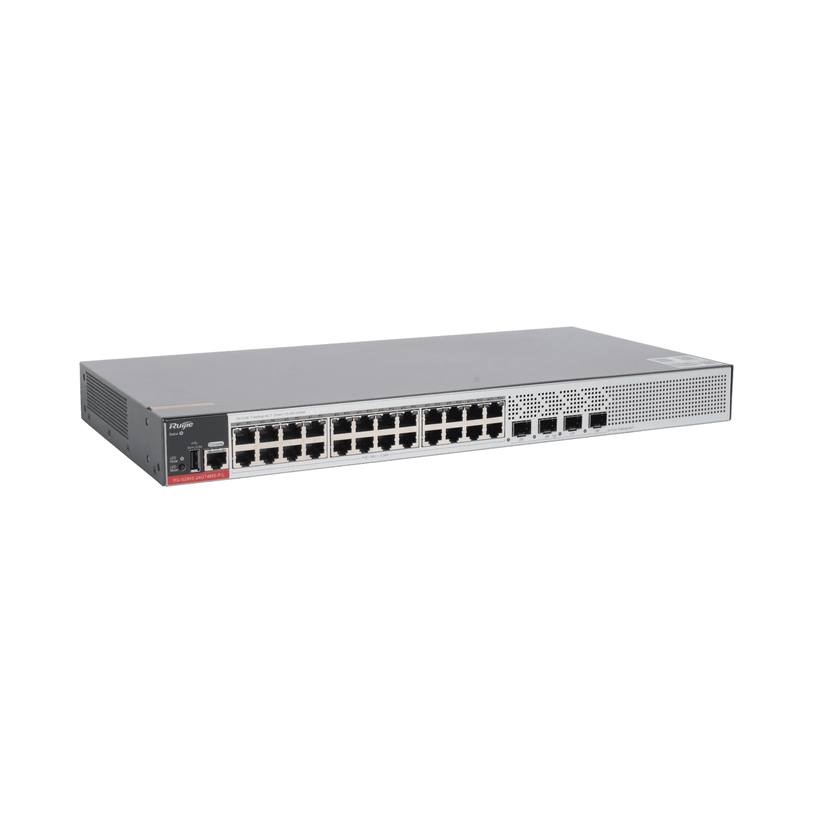 Switch PoE+ Empresarial 370 Watts, Administrable L2+, 24 Puertos Gigabit y 4 Puertos Uplink SFP 2.5G RG-S2915-24GT4MS-P-L - RUIJIE