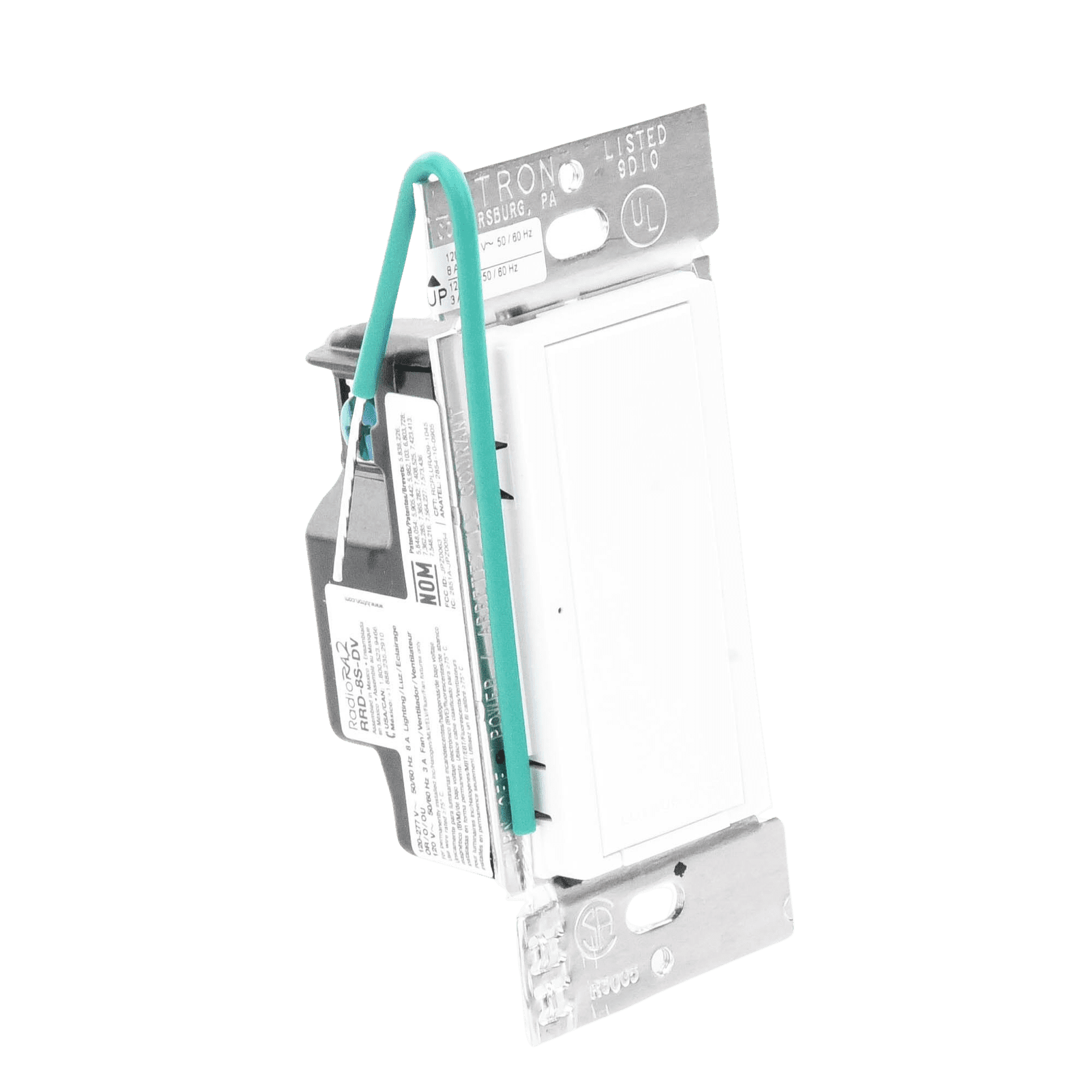 (RadioRA2) Switch on/off RRD-8S-DV-WH de doble voltaje, un solo polo 120V/, 8A/, 1/10HP 3A en motores, apaga y enciende iluminación ó motor, NO requiere cable neutro. RRD8SDVWH - LUTRON ELECTRONICS