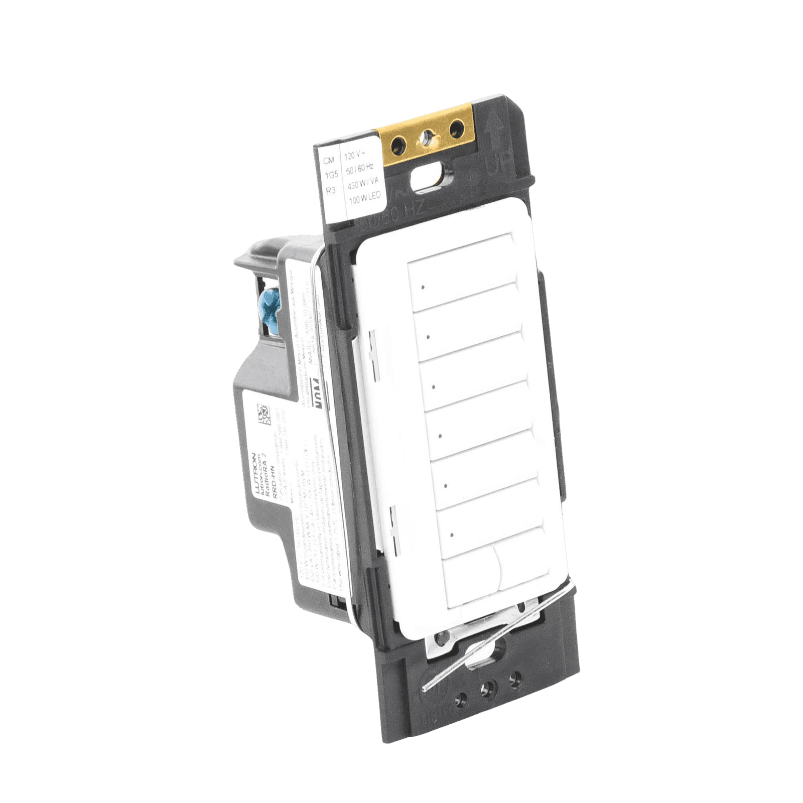 (RadioRA2) Teclado Seetouch Hibrido 6 botones, 2 botones subir/bajar, programe escenas diferentes en cada botón,puede instalarse en un interruptor de luz. RRDHN6BRLWH - LUTRON ELECTRONICS