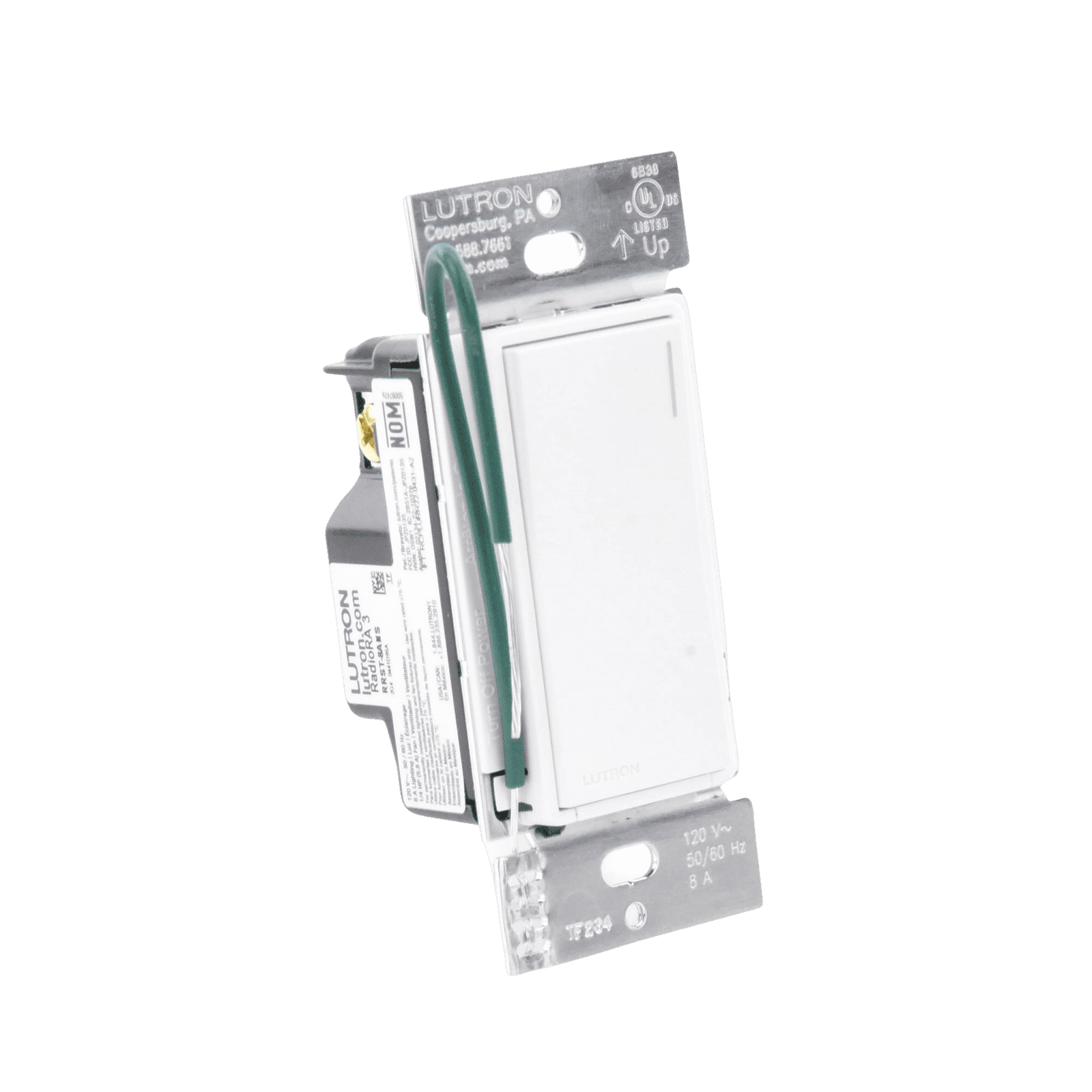 (RadioRa3) Apagador Sunnata color blanco mate para linea Radio Ra3, 8A de iluminación, 5.8A Motor RRST8ANSSW - LUTRON RADIORA 3