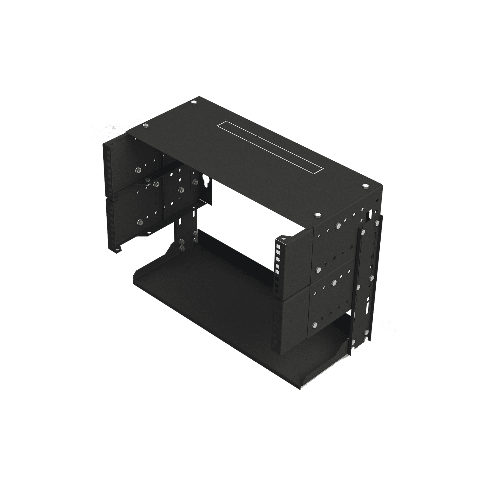 Rack Abierto de montaje en Pared, de 19in, 5 Unidades de rack, Profundidad Ajustable (8″ a 12″) con Charola de Uso Múltiple. LP-REP-1205-CH - LINKEDPRO BY EPCOM