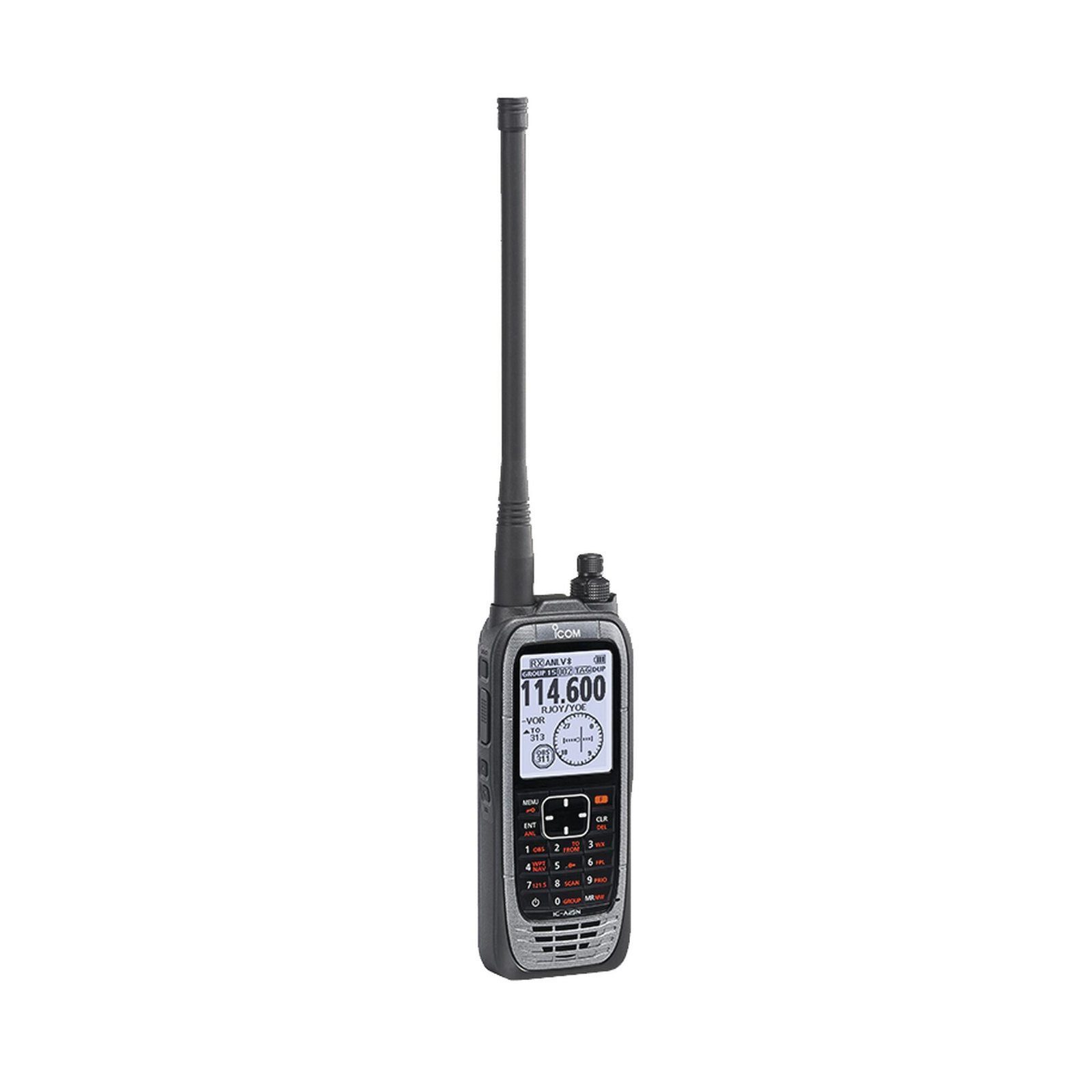 Radio portátil aéreo VHF con display de 2.3 pulgadas y teclado, 6W (PEP) de potencia, navegación, bluetooth y GPS, batería, cargador, antena y clip incluidos IC-A25N - ICOM