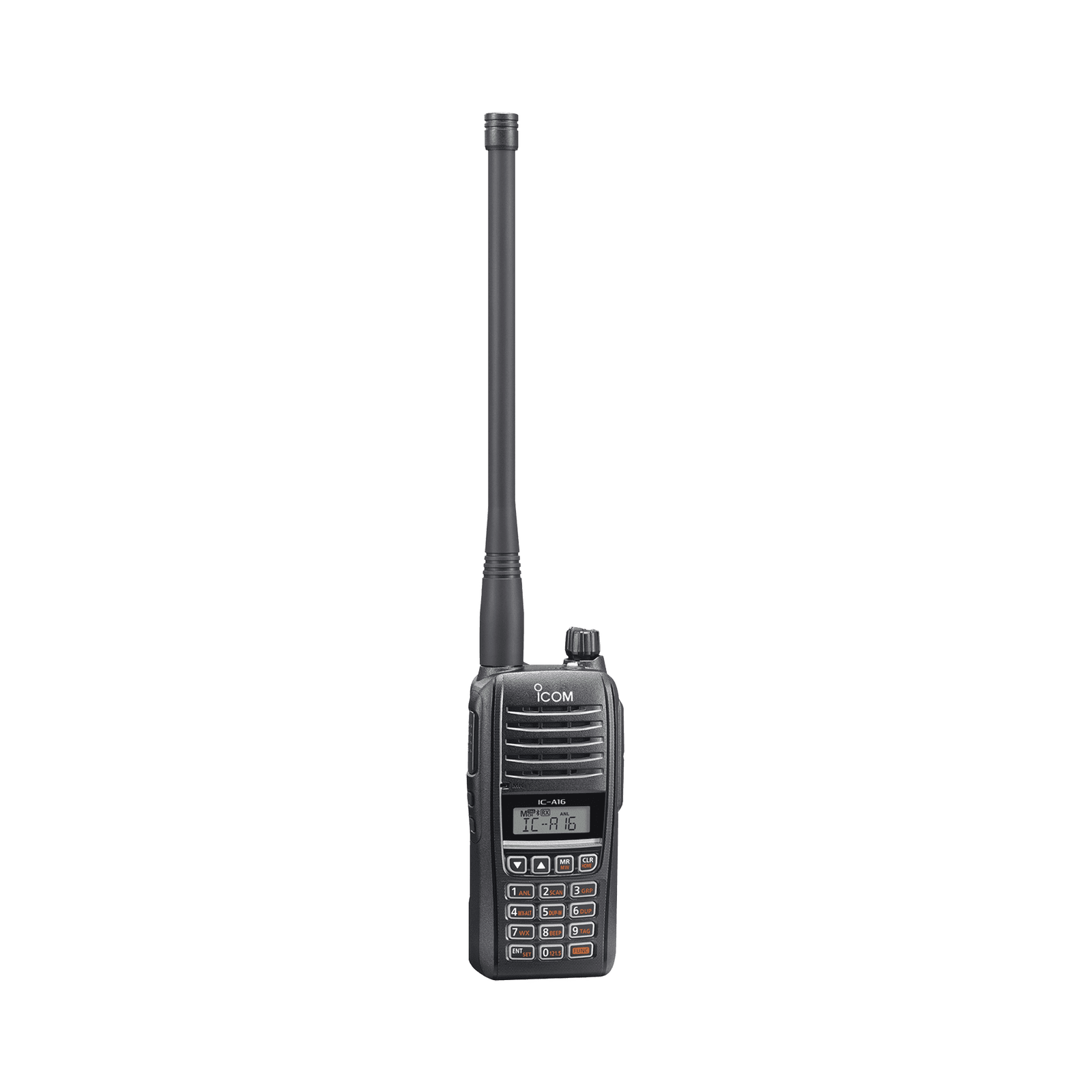 Radio portátil aéreo con Bluetooth incluido, rango de frecuencia 118-136.99166MHz, 6W PEP, 200 canales alfanuméricos, pantalla de 8 caracteres, incluye: batería, cargador, antena y clip IC-A16B/31 - ICOM