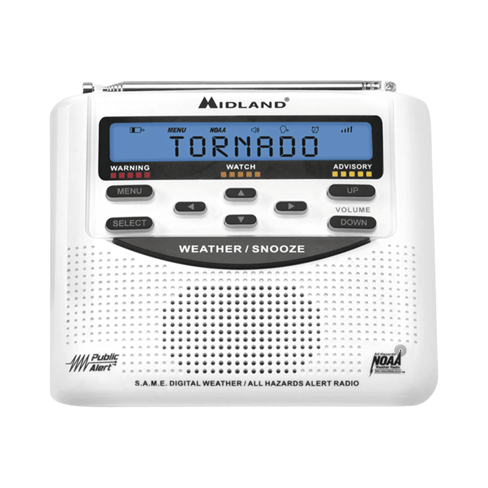 Radio receptor del Sistema de Alerta Sísmica Mexicano y meteorológico NOAA, vía radio en VHF y mediante códigos EAS-SAME WR120DSP - MIDLAND