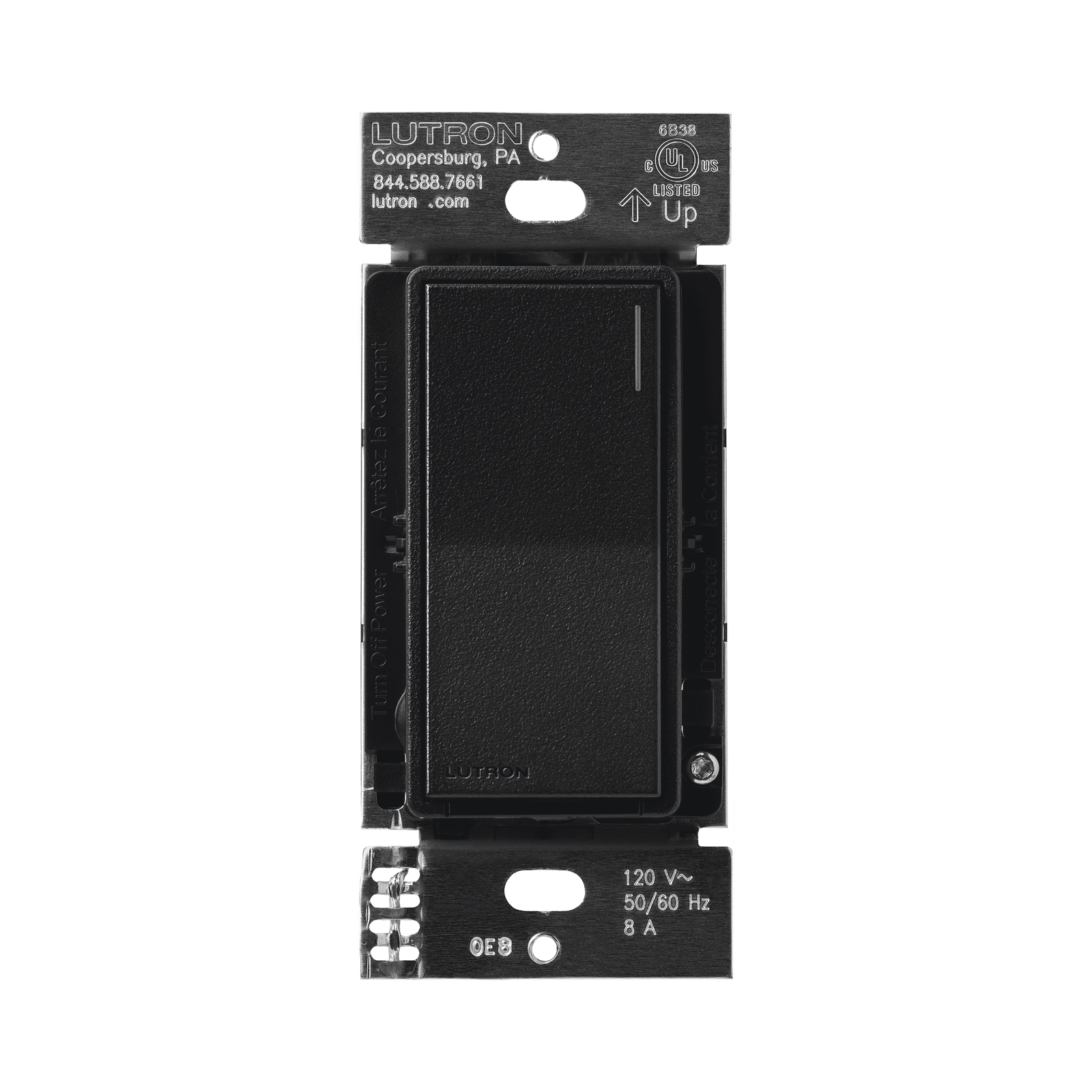 (RadioRa3) Apagador Sunnata color negro para linea Radio Ra3, 8A de iluminación, 5.8A Motor RRST8ANSMN - LUTRON RADIORA 3
